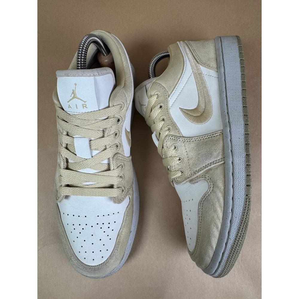 Nike Air Jordan 1 Low SE Womens 8.5 Canvas Team Gold White Sesame Sneaker
